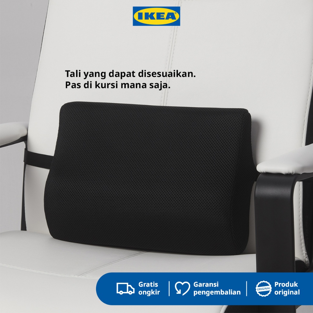 IKEA BORTBERG Bantal Punggung Lumbar Untuk Kursi Kerja Hitam 31x23 cm