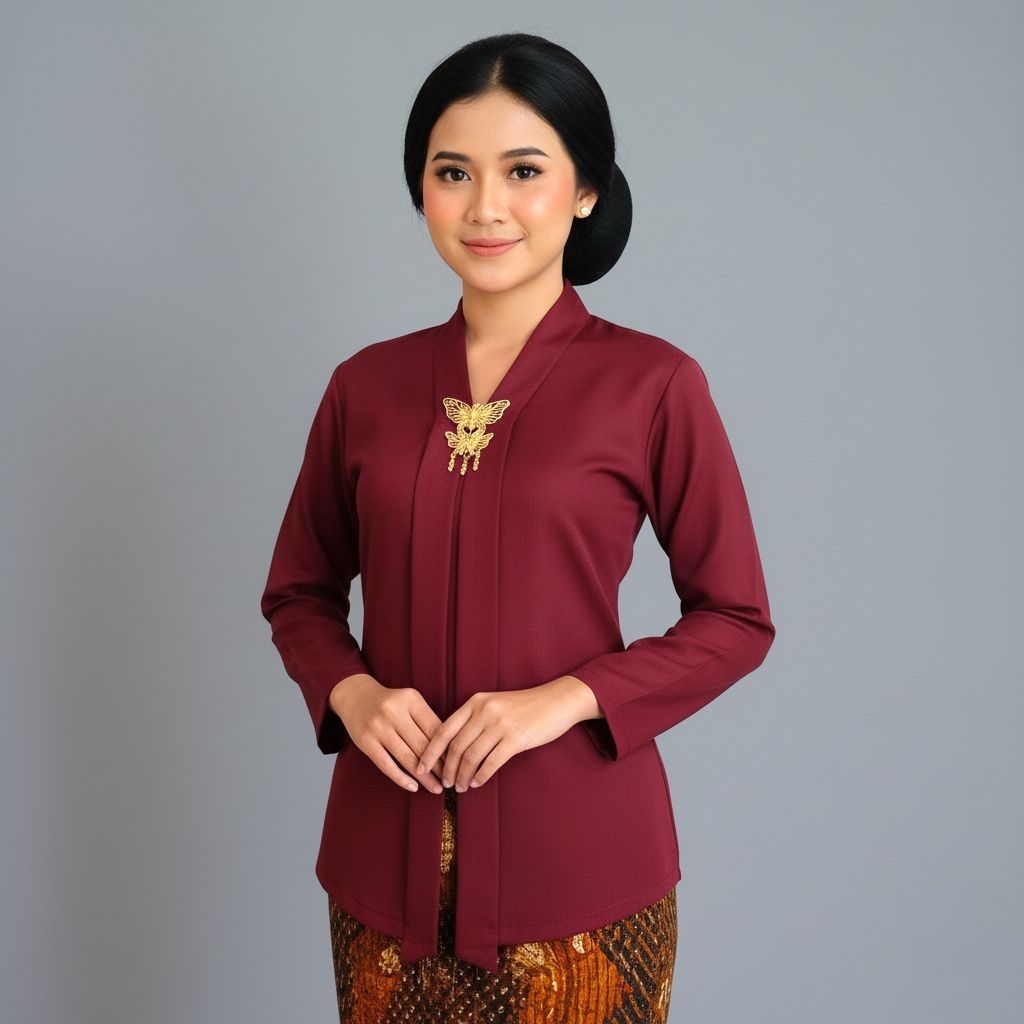 Kebaya Kartini Polos Lengan Panjang Katun Toyobo