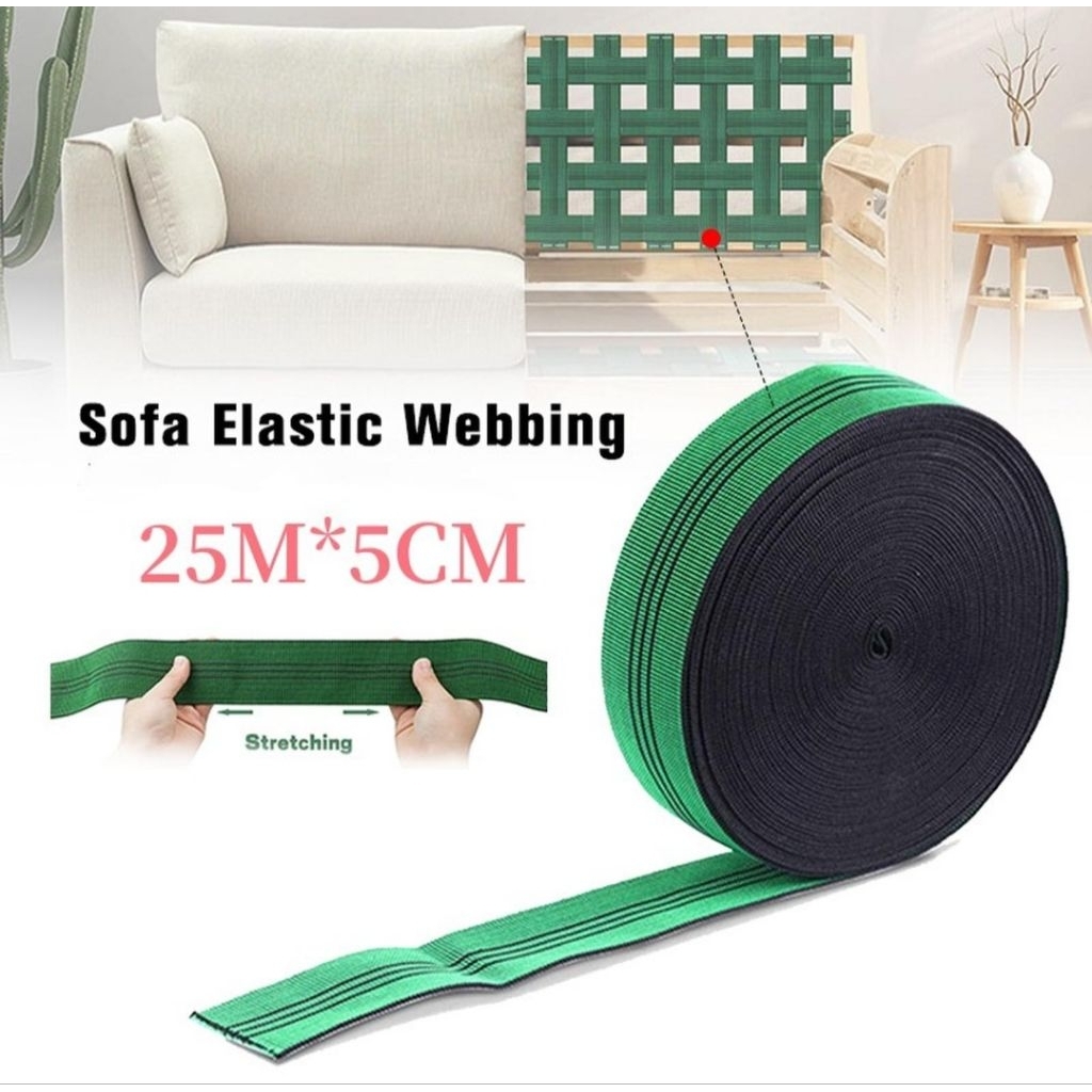 tali webbing elastis hijau super tali karet sofa / jok/kasur webbing sofa karet