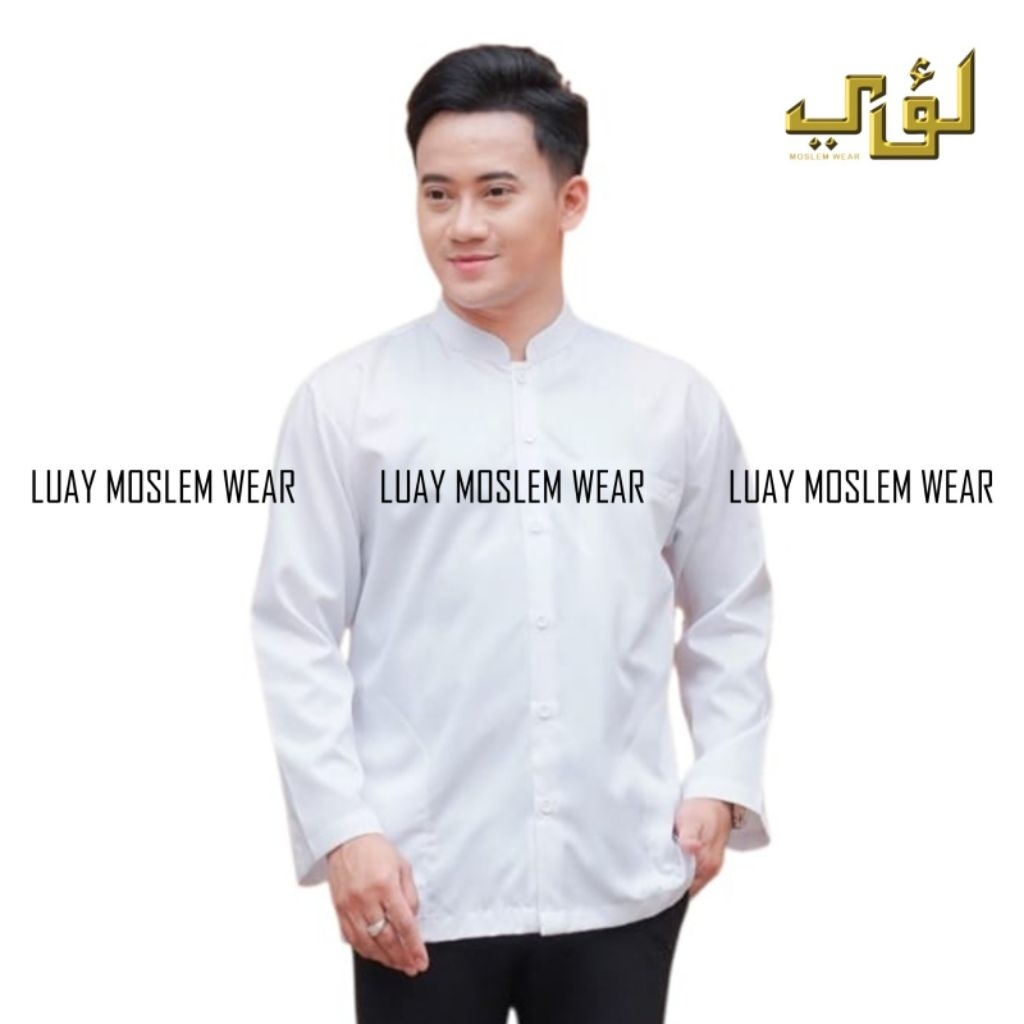 BAJU MUSLIM KOKO PRIA LENGAN PANJANG SEMI JAS MOTIF POLOS