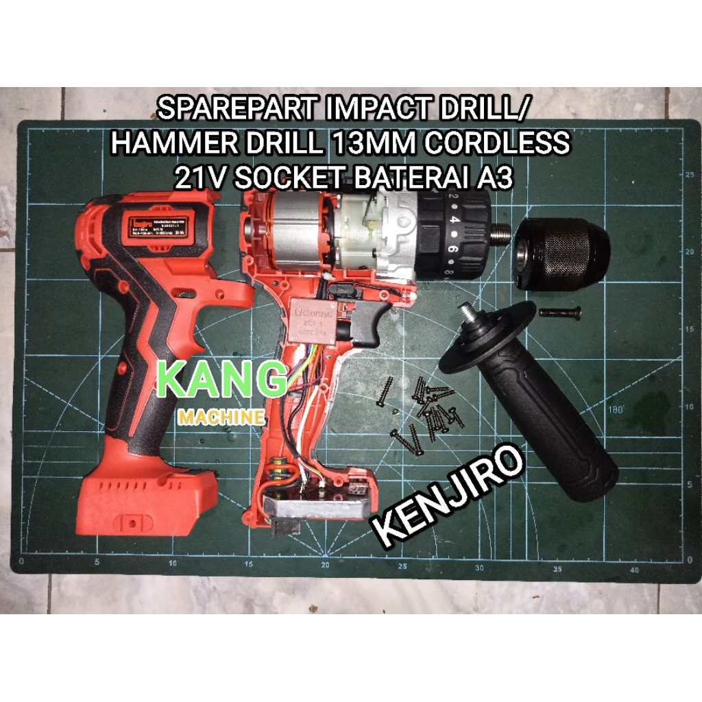 sparepart bor baterai KENJIRO KJBD21-1 13mm impact drill cordless hammer drill 18V 20V 21V socket A3