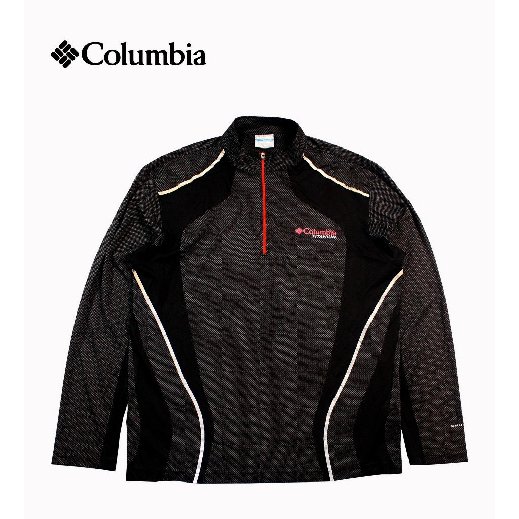 Base Layer Columbia Titanium Half Zip Lengan Panjang – Outdoor / Hiking / Thermal – Hitam