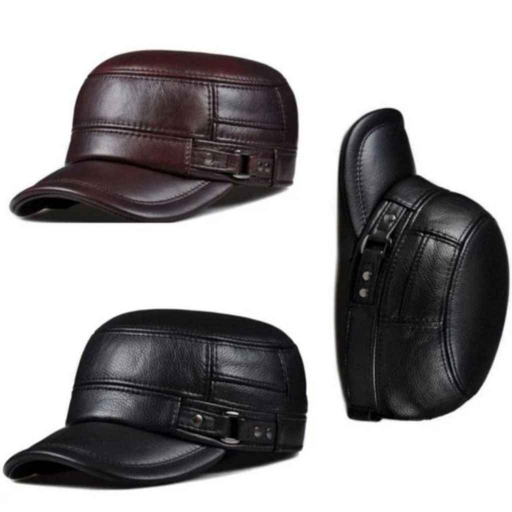 Topi Komando Kulit Asli Pria Dewasa Model Komando Ring