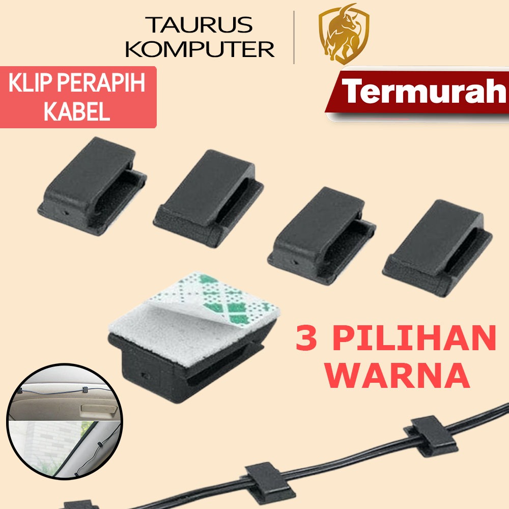 Cable Clip Klip Penjepit Perapih Pengikat Cord Holder Kabel Charger Casan Meja Kantor Listrik Rumah