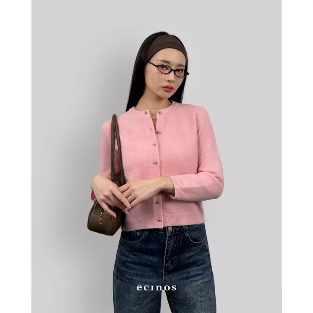 Ecinos Jennie hairy wool knitted cardigan Blush (preloved)