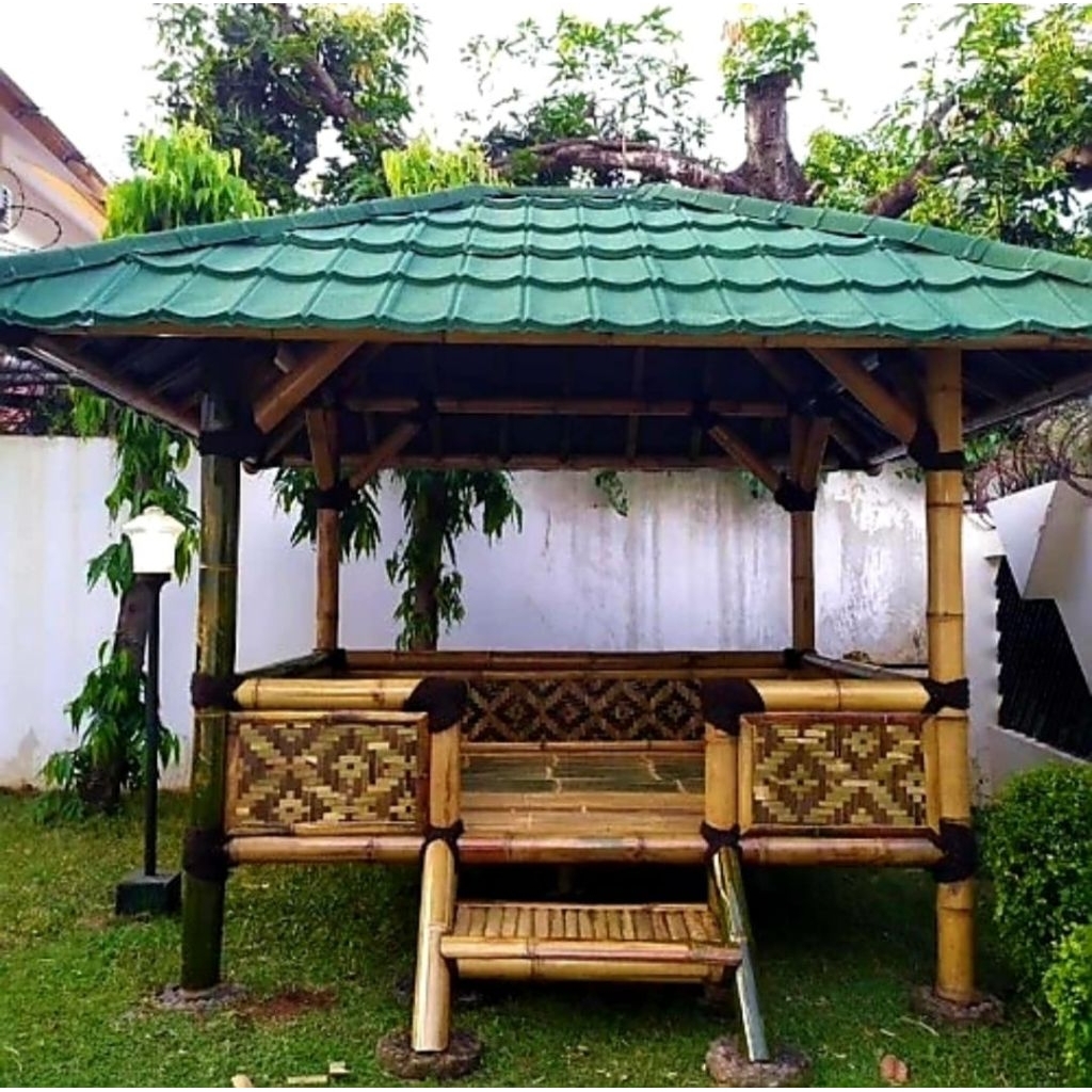 saung bambu gazebo siap huni ukuran 3x3