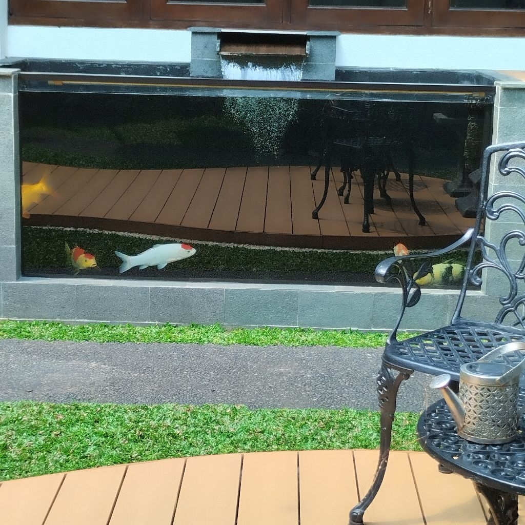 kolam ikan koi kaca minimalis