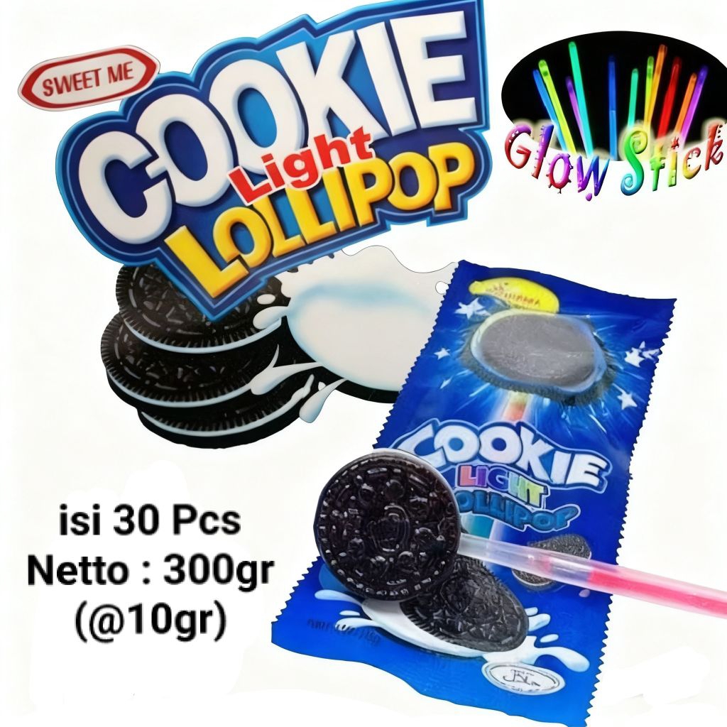 PERMEN COOKIE LOLLIPOP NYALA BOX ISI 30 X 10GR  PERMEN LOLIPOP PERMEN VIRAL MAKANAN Permen Lampu DAN