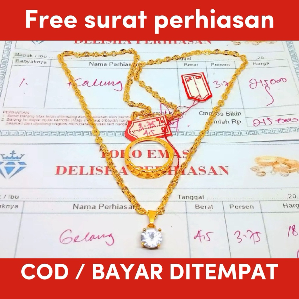 kalung wanita emas muda free cincin rantai dapat surat toko