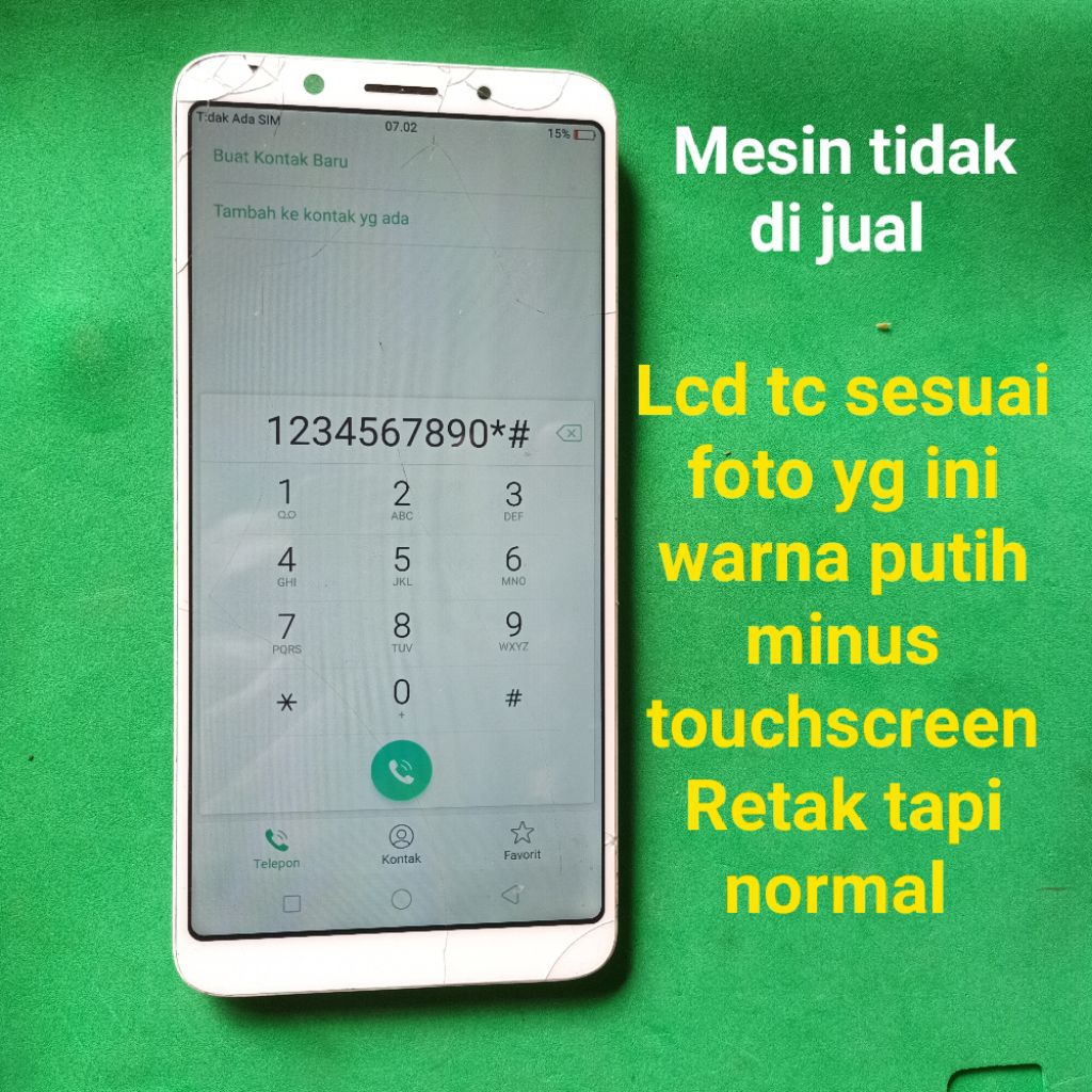Lcd Touchscreen minus retak Oppo f5 bekas Copotan tapi normal sesuai gambar ( MESIN & KOMPONEN TIDAK
