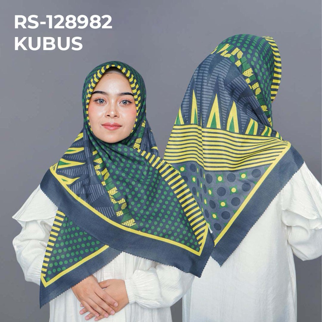 RS-128982 KUBUS Hijab Jilbab Dennay Scarves Voal Motif Segi Empat Basic Laser Cut