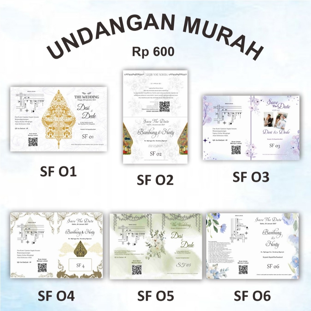Cetak Undangan Seri SF Pernikahan, Undangan Orang Tua, Aesthetic / Minimalis free tambah foto