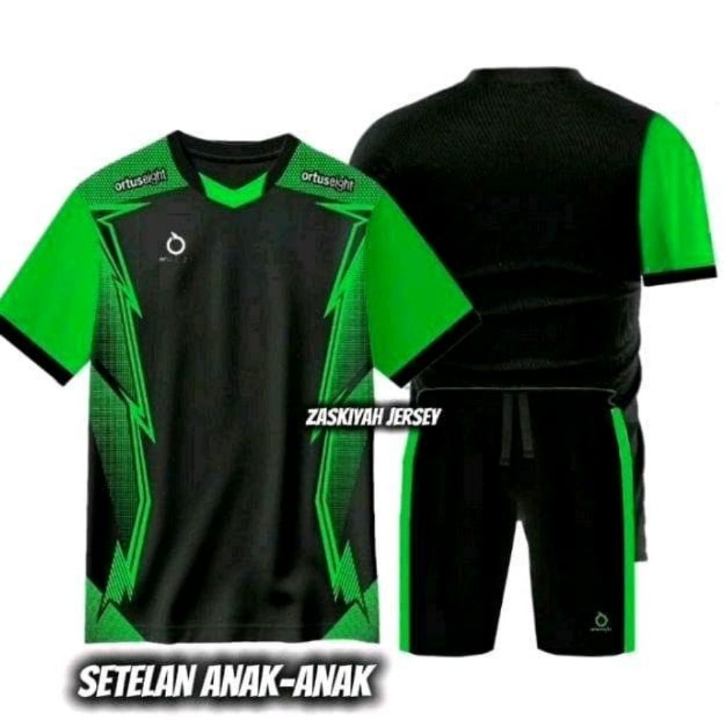 Ortus sport kaos bola anak-anak baju Jersey futsal olahraga warna hijau stabilo