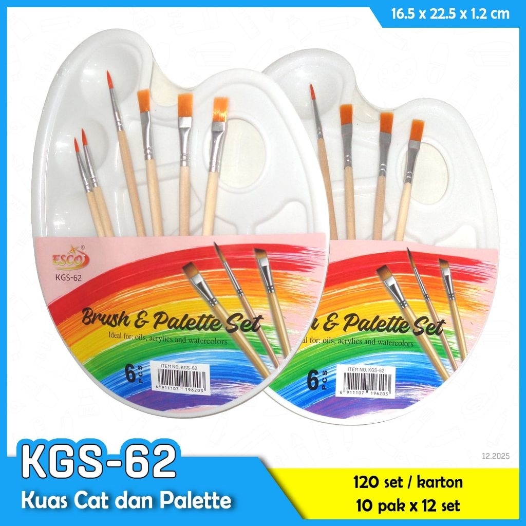 1Set  Kuas Lukis Set & piring Cat Air // kuas Lukis // kuas Lukis murah