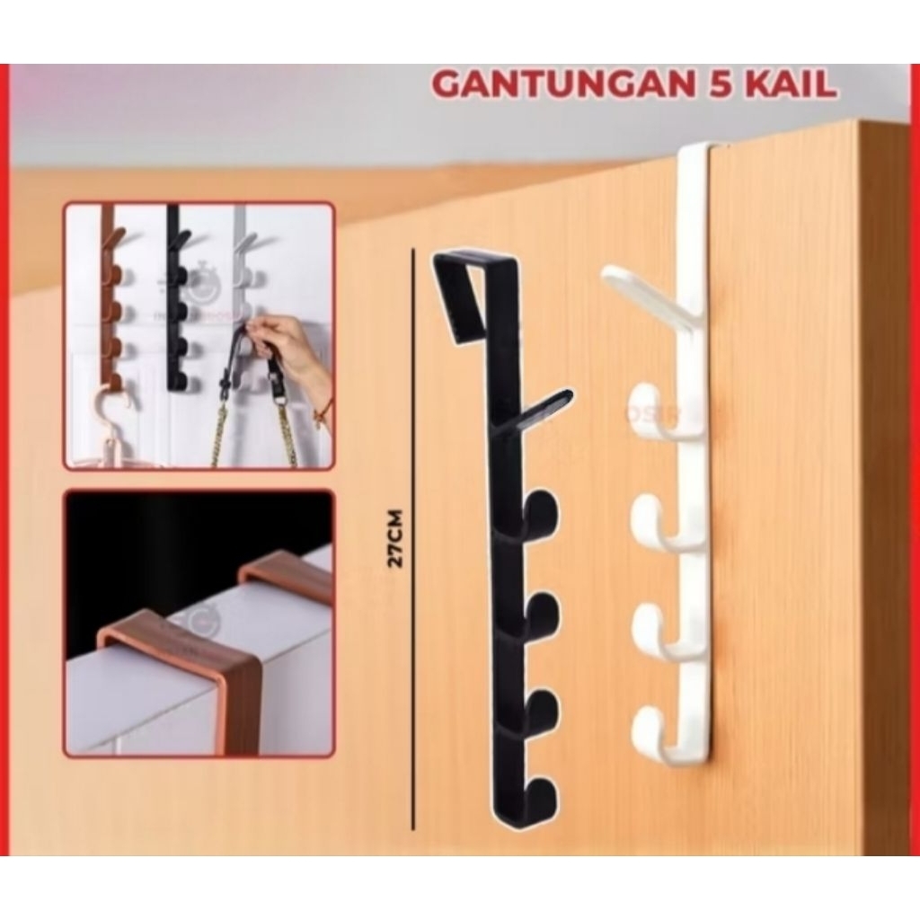 Gantungan baju cantolan 5 kait bahan plastik