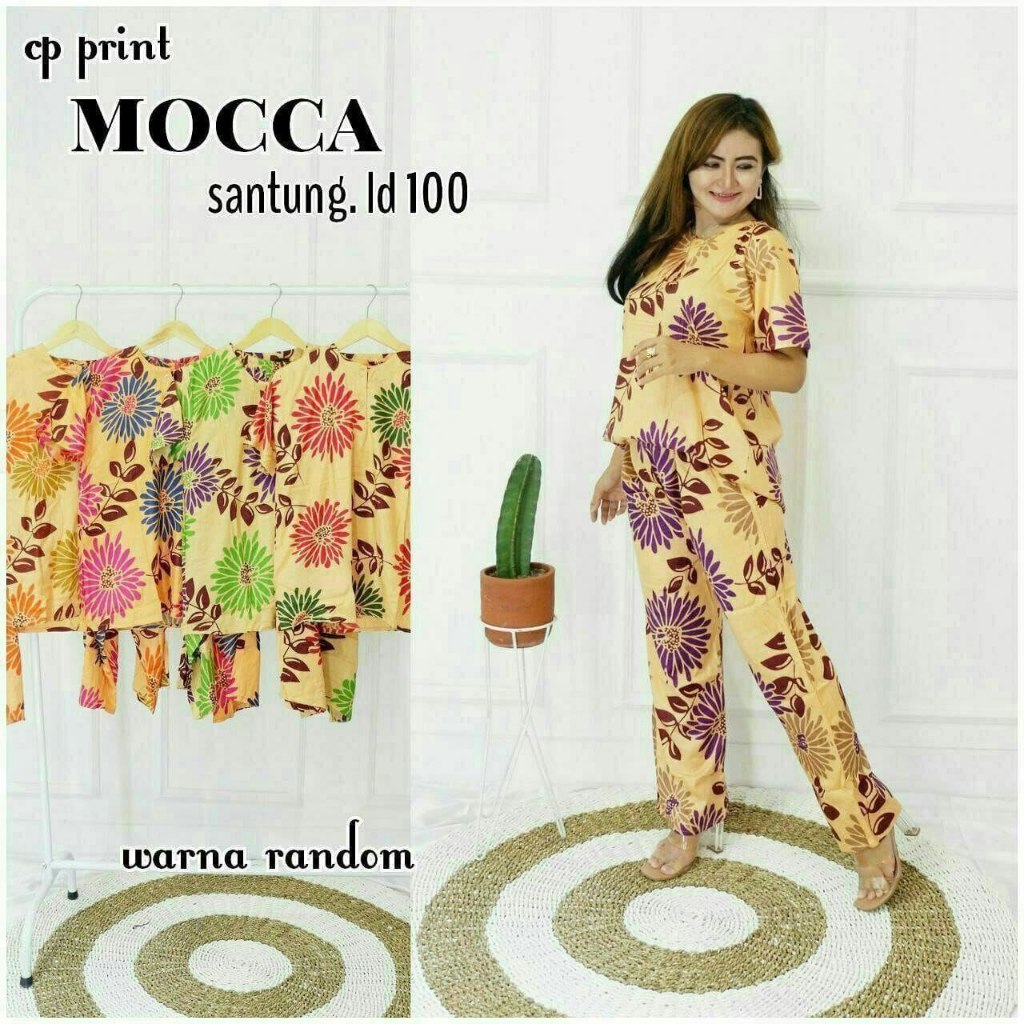SETELAN CP ONE SET MOTIF BUNGA PRINTING HENA SAKURA MALKIS SHABBY DAUN SINGKONG MOCCA ADEM KEKINIAN 