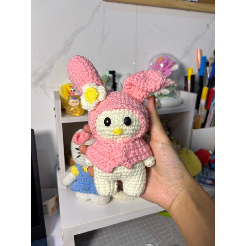 [Shinorinami] My Melody Crochet Doll Bag Charm | Boneka Rajut My Melody