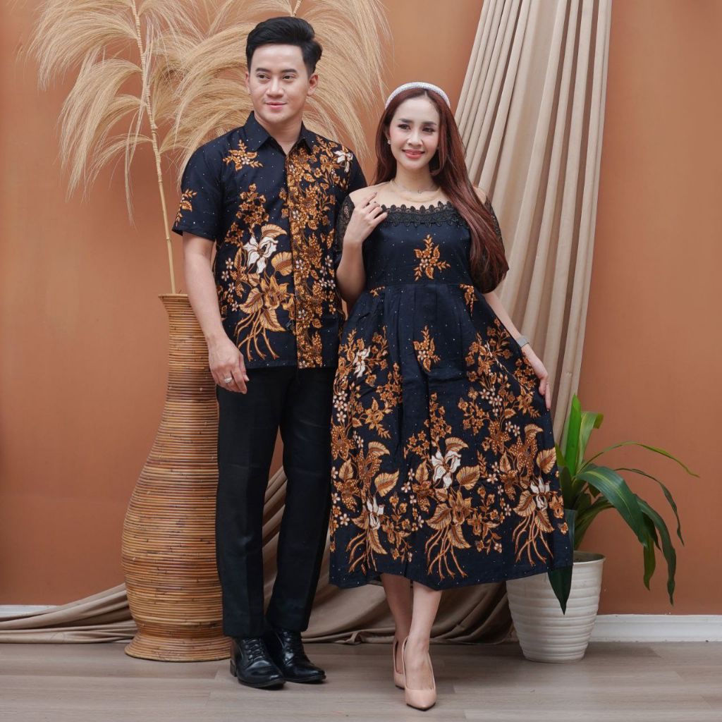 Baju Couple Lidia Batik Ungguljaya Pasangan Terbaru / Seragam Natal / Couple Natal / Dress Batik Ung