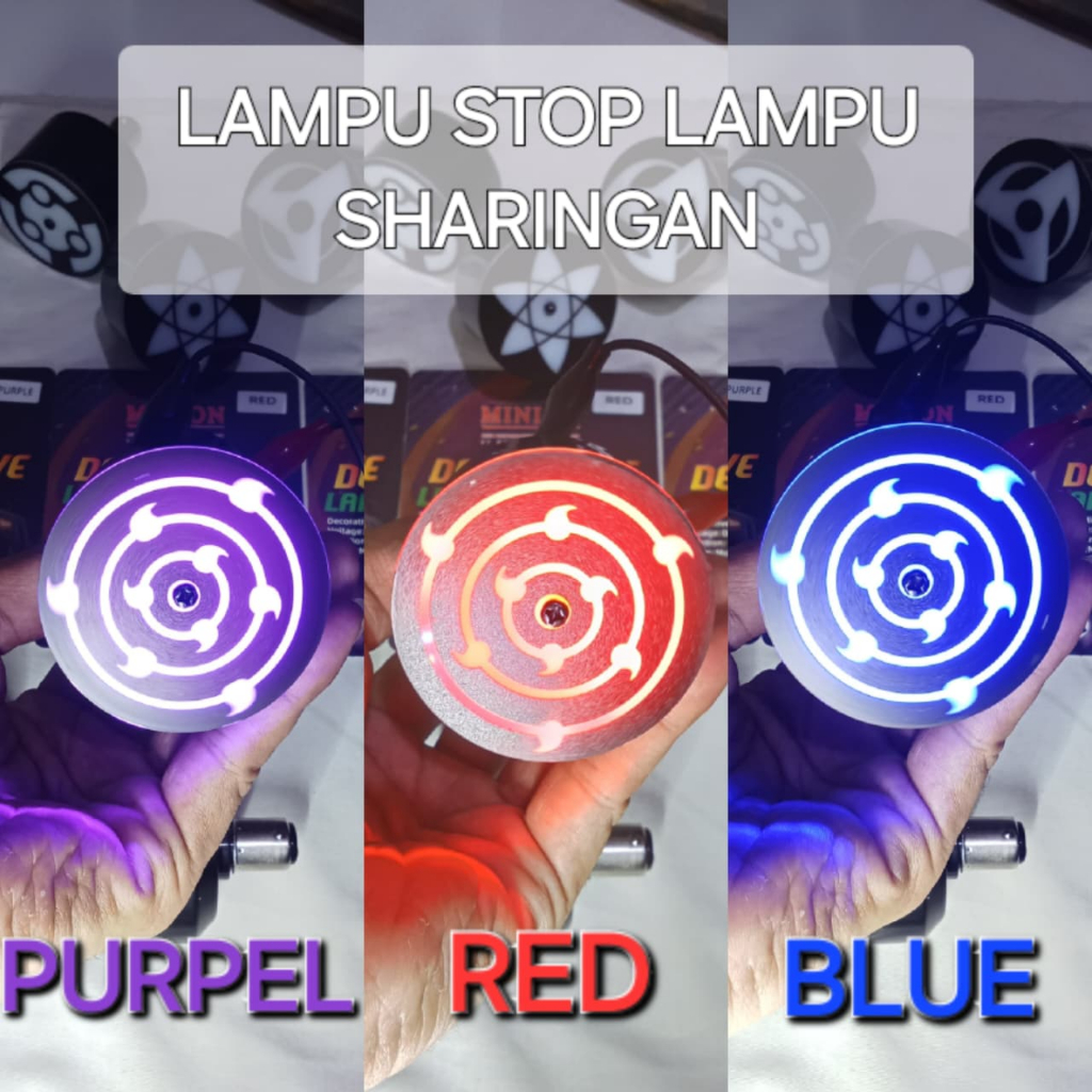 Lampu Stop Rem Sharingan / Lampu Stop Rem Belakang Motor Bebek Matic AC DC Lampu Stoplamp LED MINION