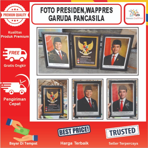 Foto Presiden, Foto Wakil Presiden, Foto Garuda Bingkai Kayu