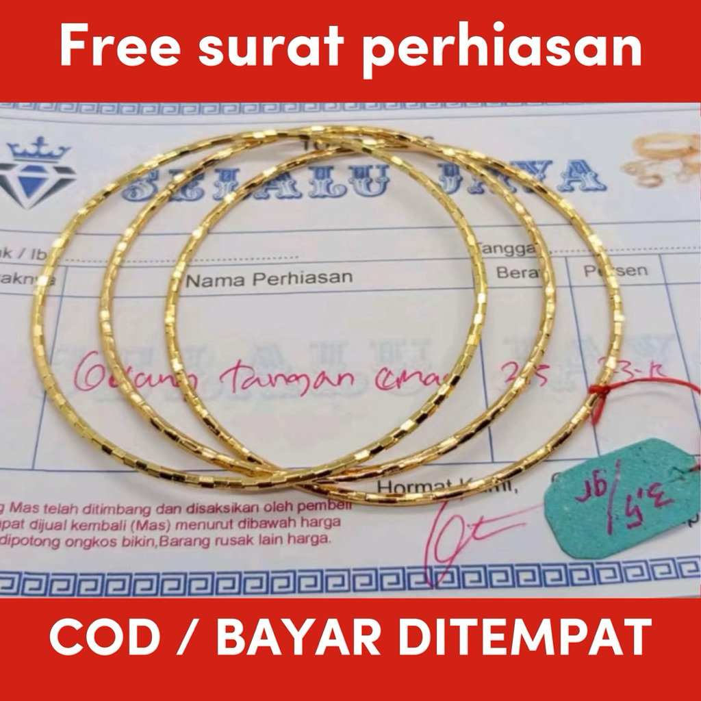 3pcs gelang emas muda motif keroncong dapat surat toko
