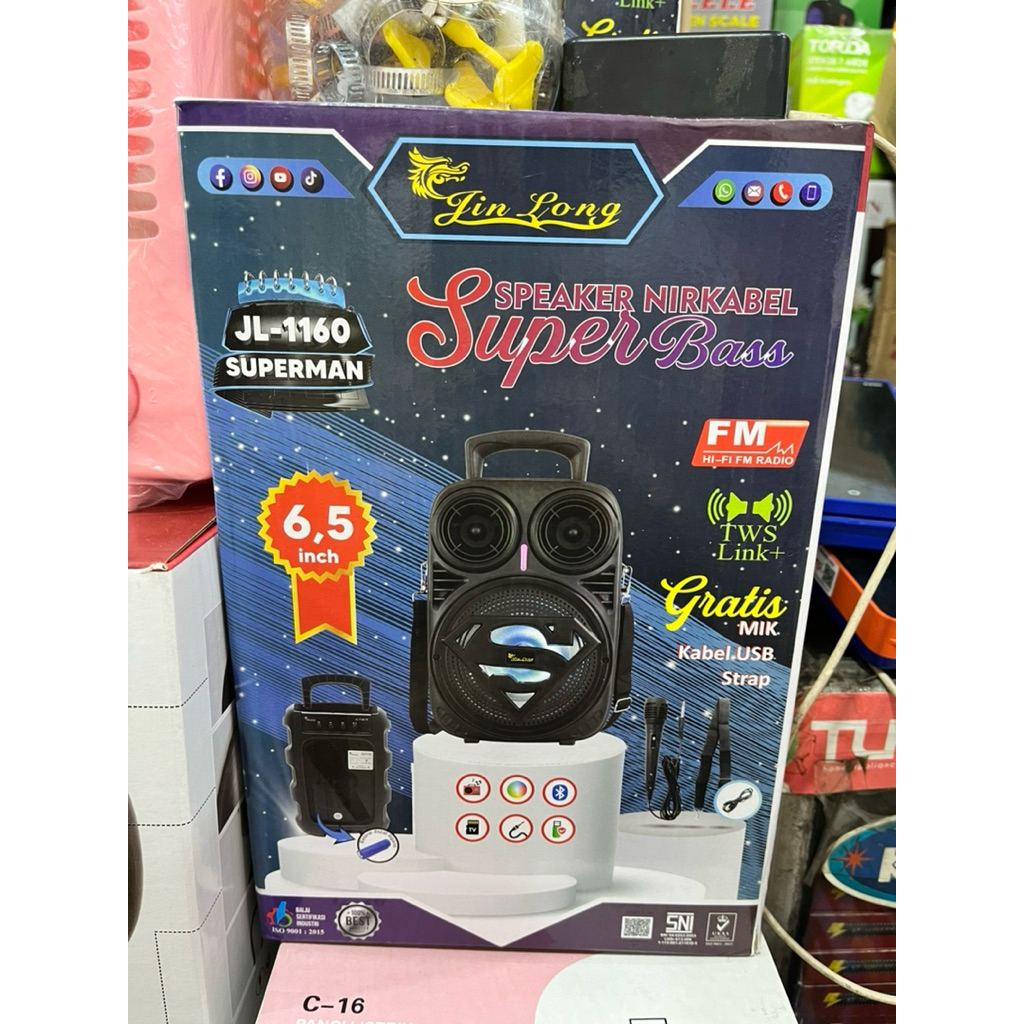 SPEAKER BLUETOOTH JINLONG 6.5 INCH FREE 1 BUAH MIC - SPEAKER PORTABLE 6.5 INCH JINLONG - SPEAKER JIN
