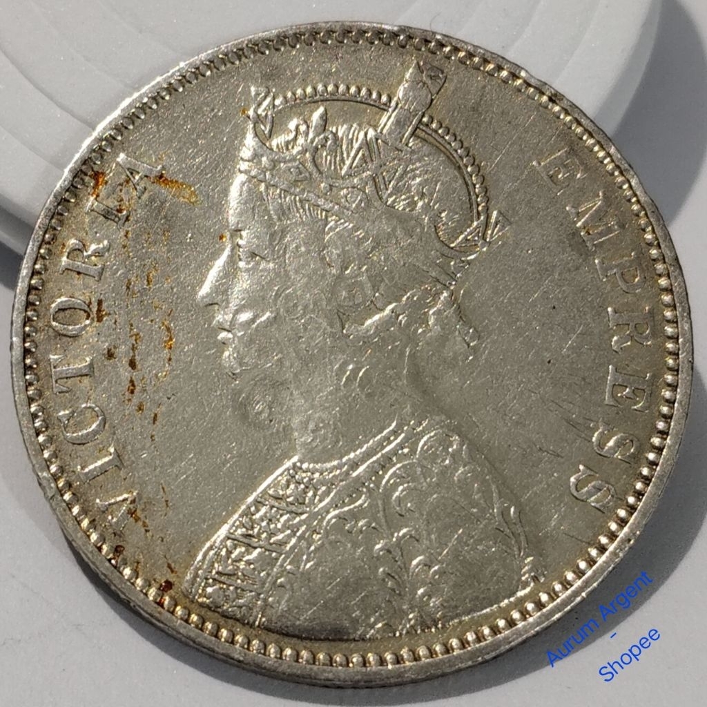 ZZ.5-- 1 PC KOIN PERAK KUNO ASLI RUPEE VICTORIA TH 1878. -- SILVER COIN --