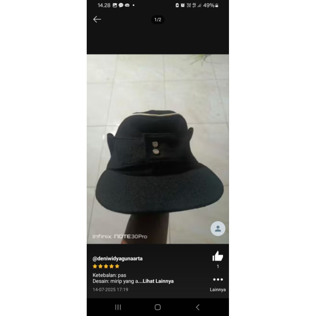 Topi M43 panzer officer tentara Jerman ww2 wol hitam