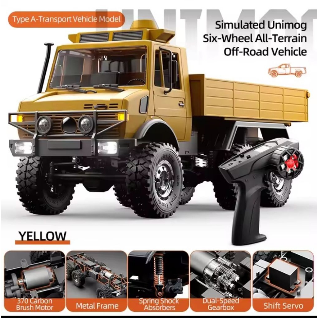 Rc truck JJRC UNIMOG six wheeled OFF Road roda 6 kecepatan 15km/jam