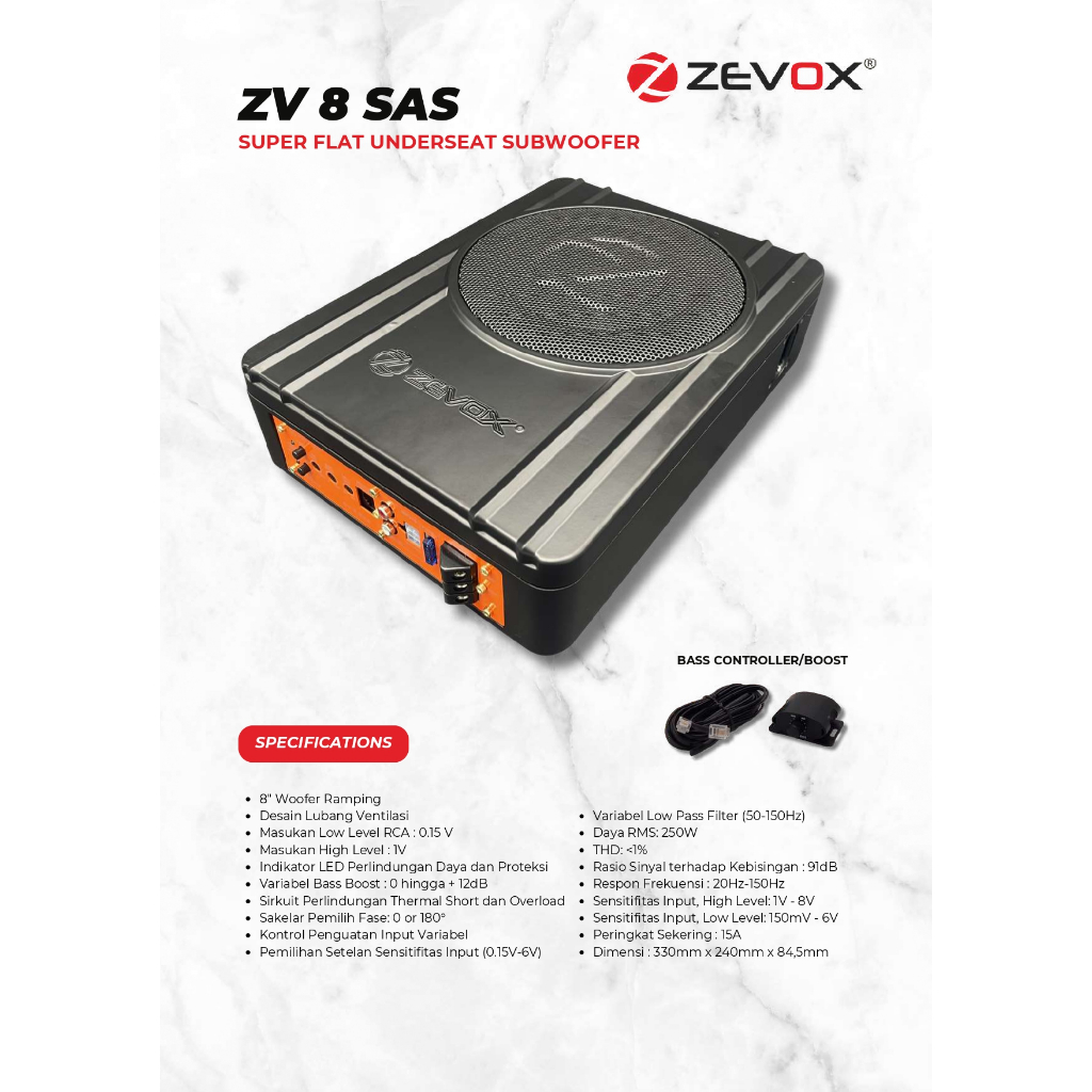 Subwoofer Sub Kolong Vox Research Zevox ZV 8 SAS Original / Subwoofer Kolong Zevox
