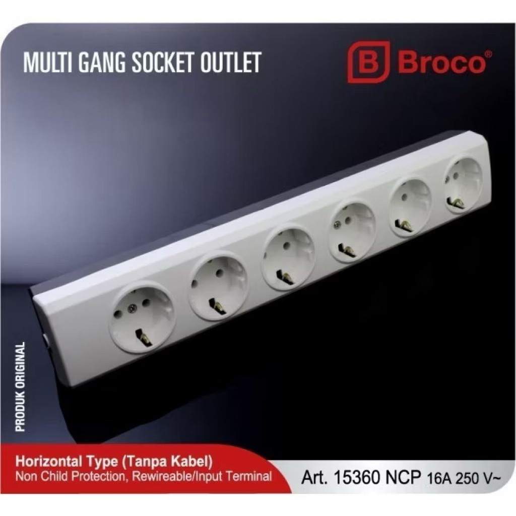 [BROCO] Stop Kontak 6 Lubang Outbow Stop Kontak 6 Lubang Tutup Hitam