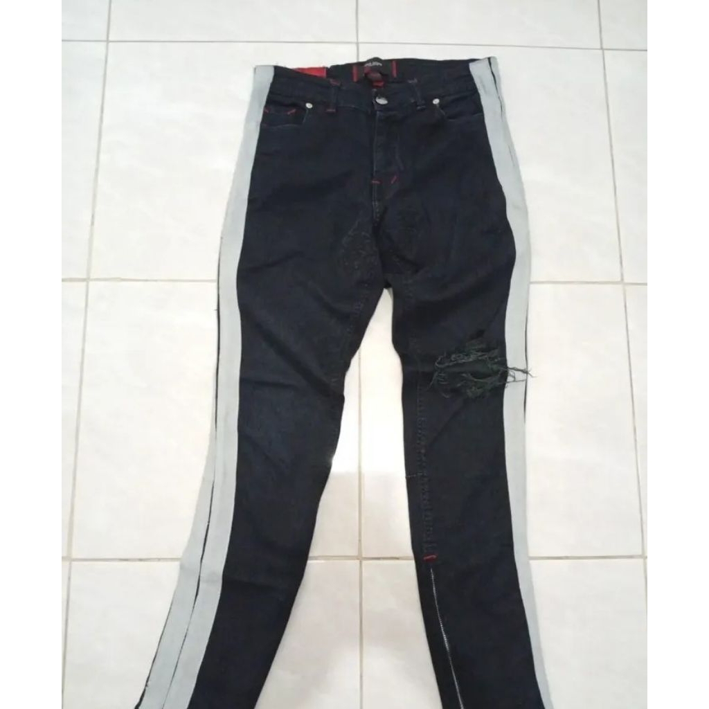 DENIMITUP / HAMJEANSKU M1 BLACK DUAL STRIPES