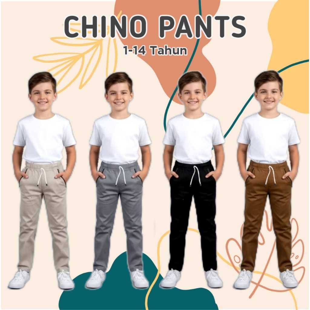 CHINOS PANJANG ANAK-ANAK REMAJA - CELANA CHINO TANGGUNG PINGGANG KARET