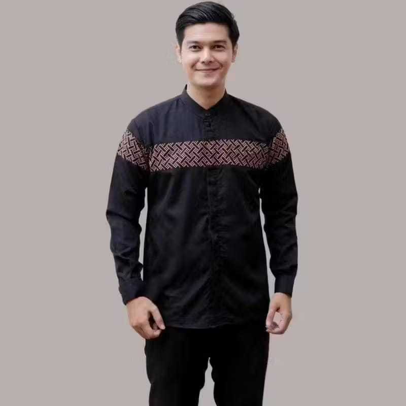 NEW PRODUCT Baju Koko Pria Lengan Panjang Motif Kobata Kombinasi Batik Dan Yordan Simple Terbaru