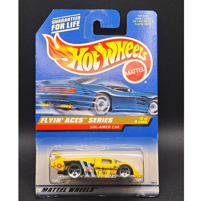 1998 Hot Wheels - Flying’ Aces Series - Sol-Aire CX4 - Yellow - Variant Velg - Balap (B10)
