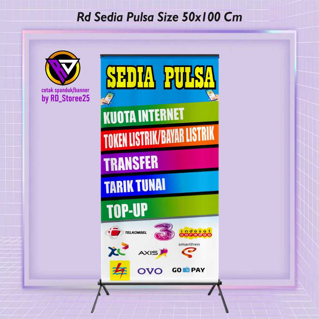 Cetak Spanduk Banner RD Sedia Pulsa Size 50x100 Cm