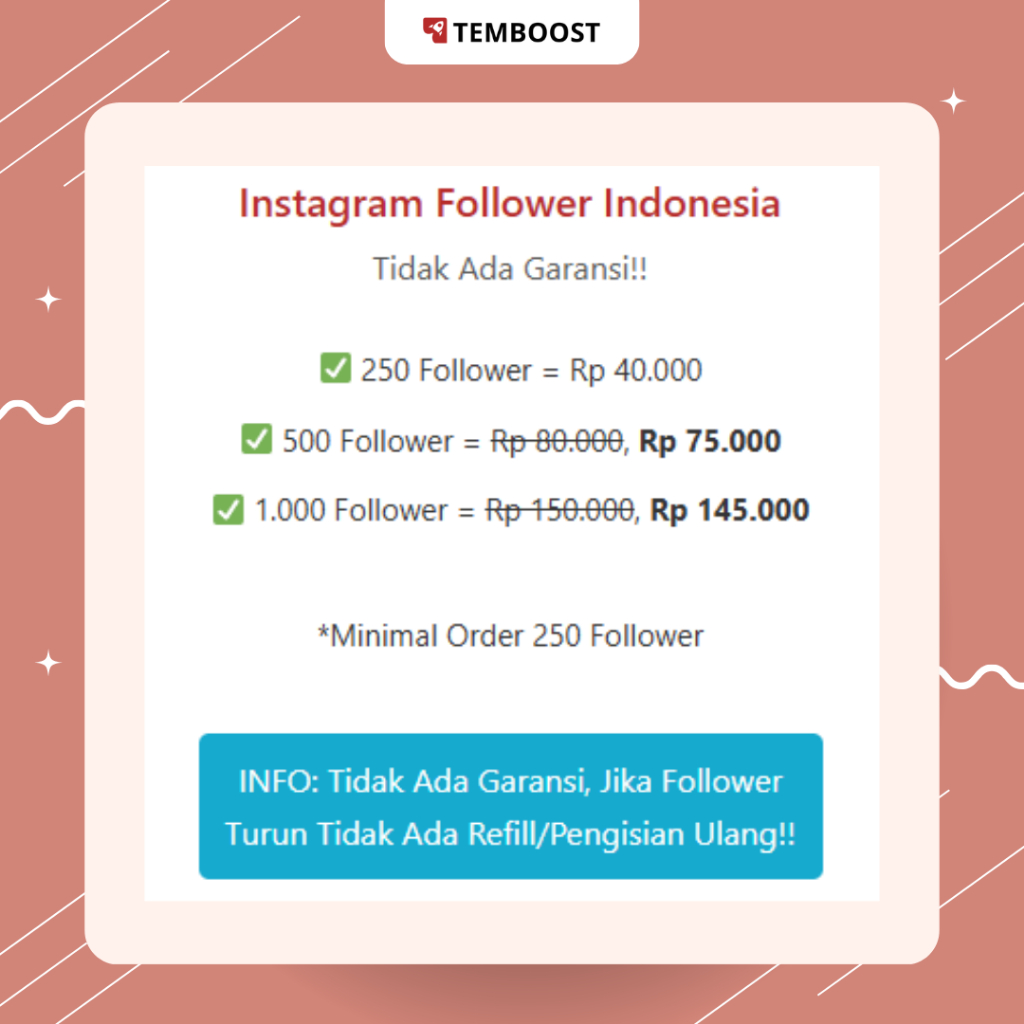 Jasa Followers Instagram Indonesia & Bule – Real Aktif | Fast Process | Temboost