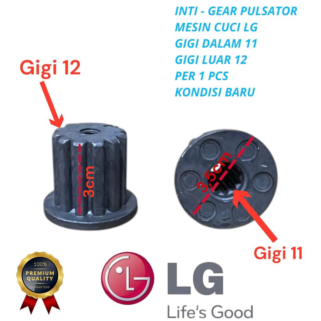 INTI PULSATOR - GEAR PULSATOR MESIN CUCI LG 1 TABUNG / 2 TABUNG GIGI 11 GIGI LUAR 12
