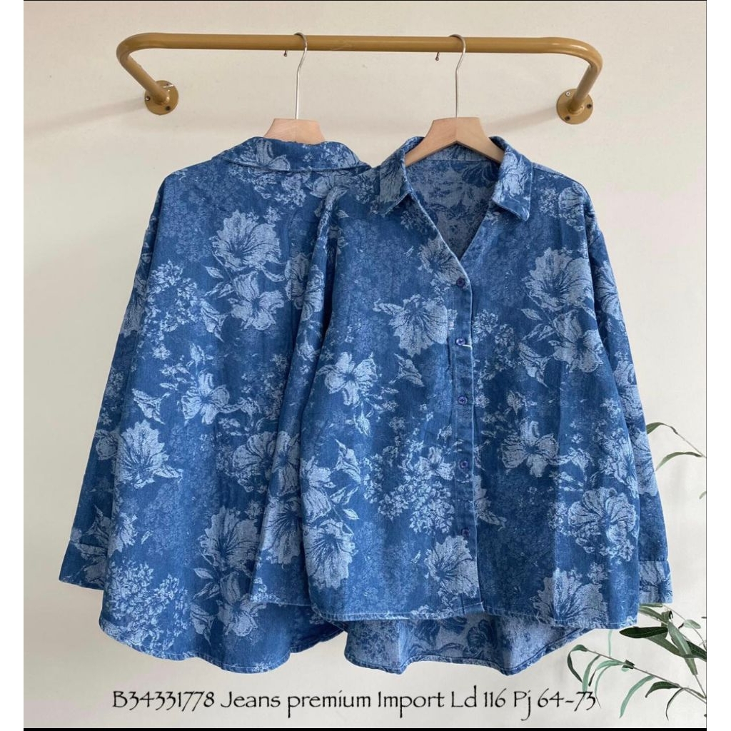 Real pic ORIGINAL dan TERMURAH Kemeja Jumbo Jeans PREMIUM Butik / kemeja Oversize Jeans IMPORT/ Keme