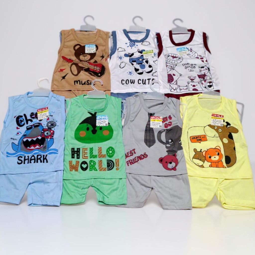 PROMO Setelan Baju Bayi Lucu Murah Paketan 7 Stel Kutung Random Laki-laki/Perempuan Usia 3-18 Bulan