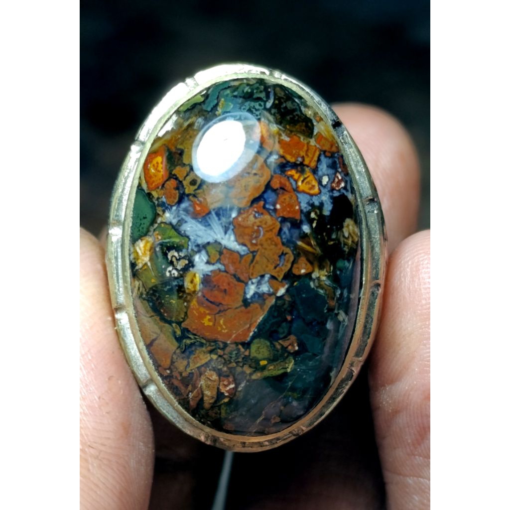 cincin batu akik pancawarna kembang klawing super lain bacan phyrus garut bacan