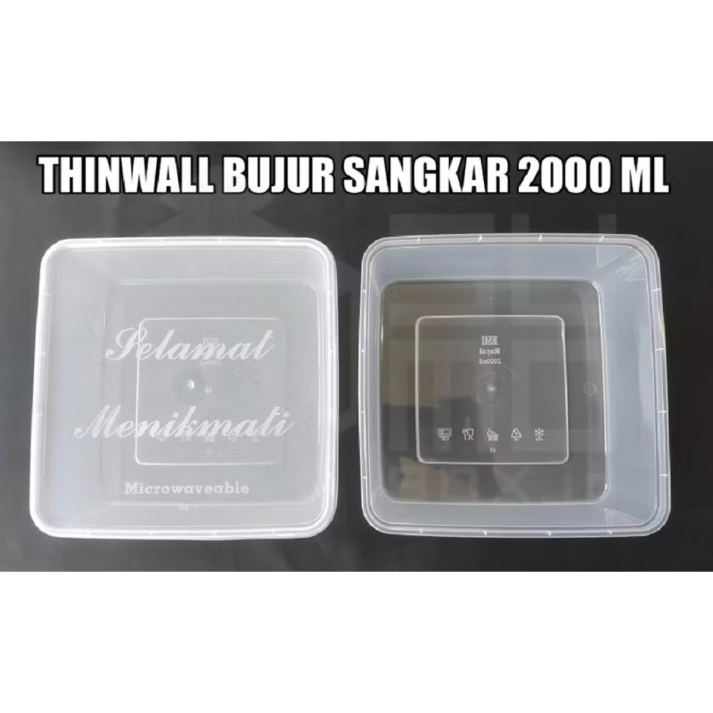 Tempat makan plastik 2000 ml thinwall / kotak makan