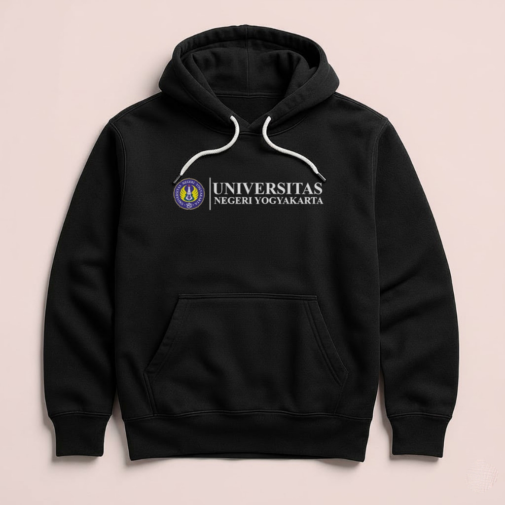 Hoodie UNY Universitas Negeri Yogyakarta Unisex Sweater Fleece Black Hitam Cloth