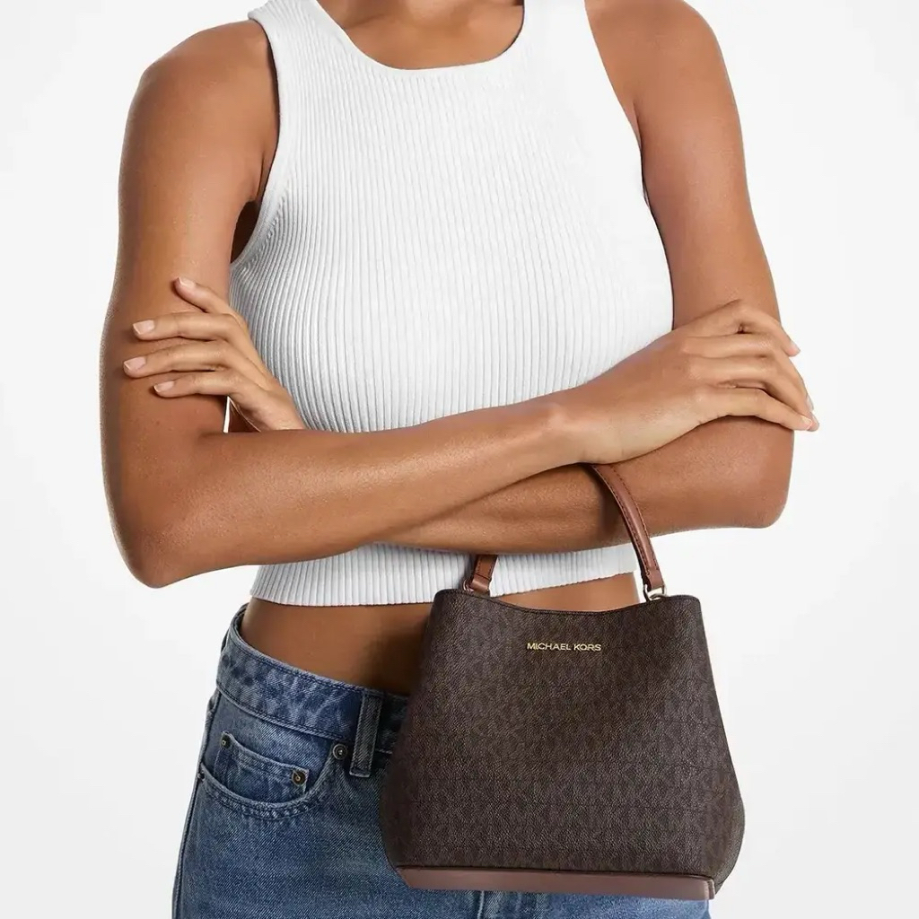 MICHAEL KORS MK Pratt Small Bucket Messenger Convertible Shoulder Crossbody Bag