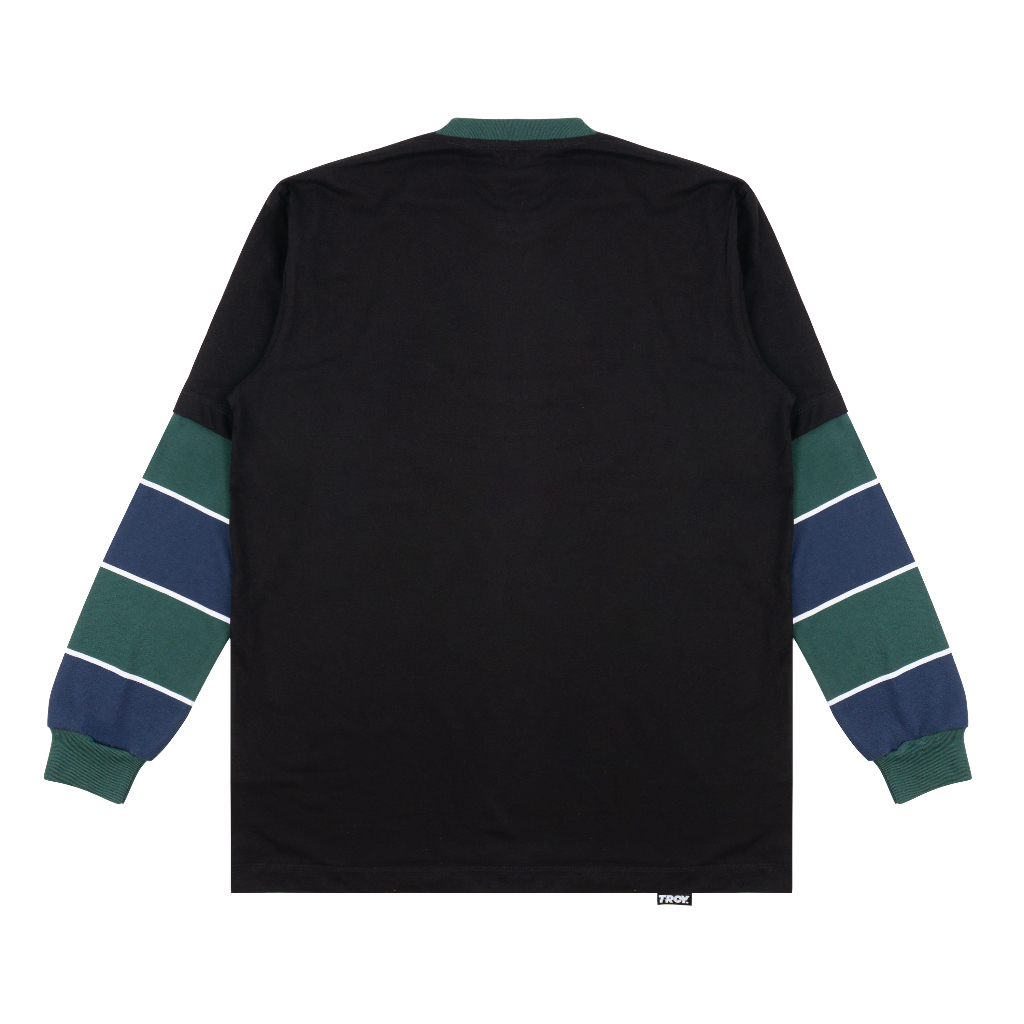 Troy Company Double Sleeve Longsleeve Tshirt Black Green Happy Hoot - Kaos Lengan Panjang Kaos Hitam DSD 3483