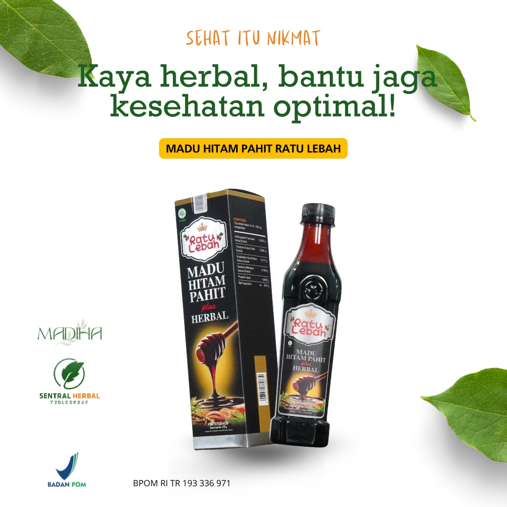 Madu Hitam Pahit Ratu Lebah Plus Propolis 470gr Asli  Gula Darah Stabil BPOM