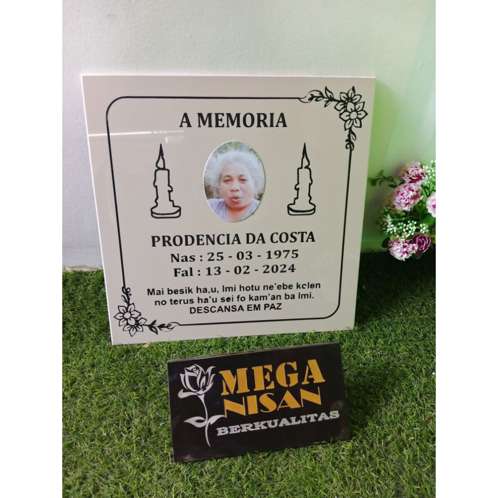 BATU NISAN LEMPENGAN 40X40/PAPAN NAMA KUBURAN GRANIT TILE+PCKING KAYU