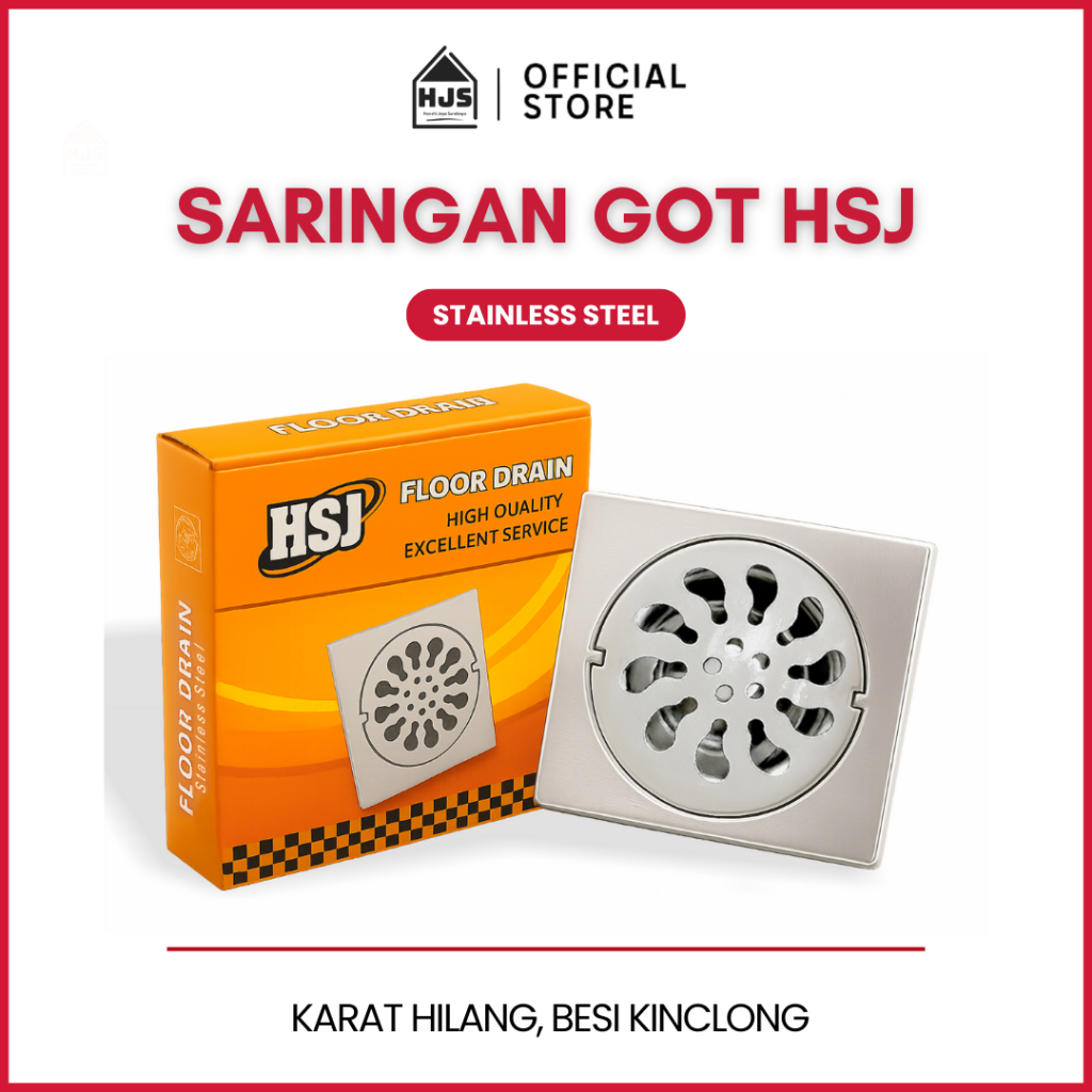 HJS Saringan Got Kamar Mandi Stainless steel / Floor Drain Stainless 4" HSJ CAB / Afur Kamar Mandi