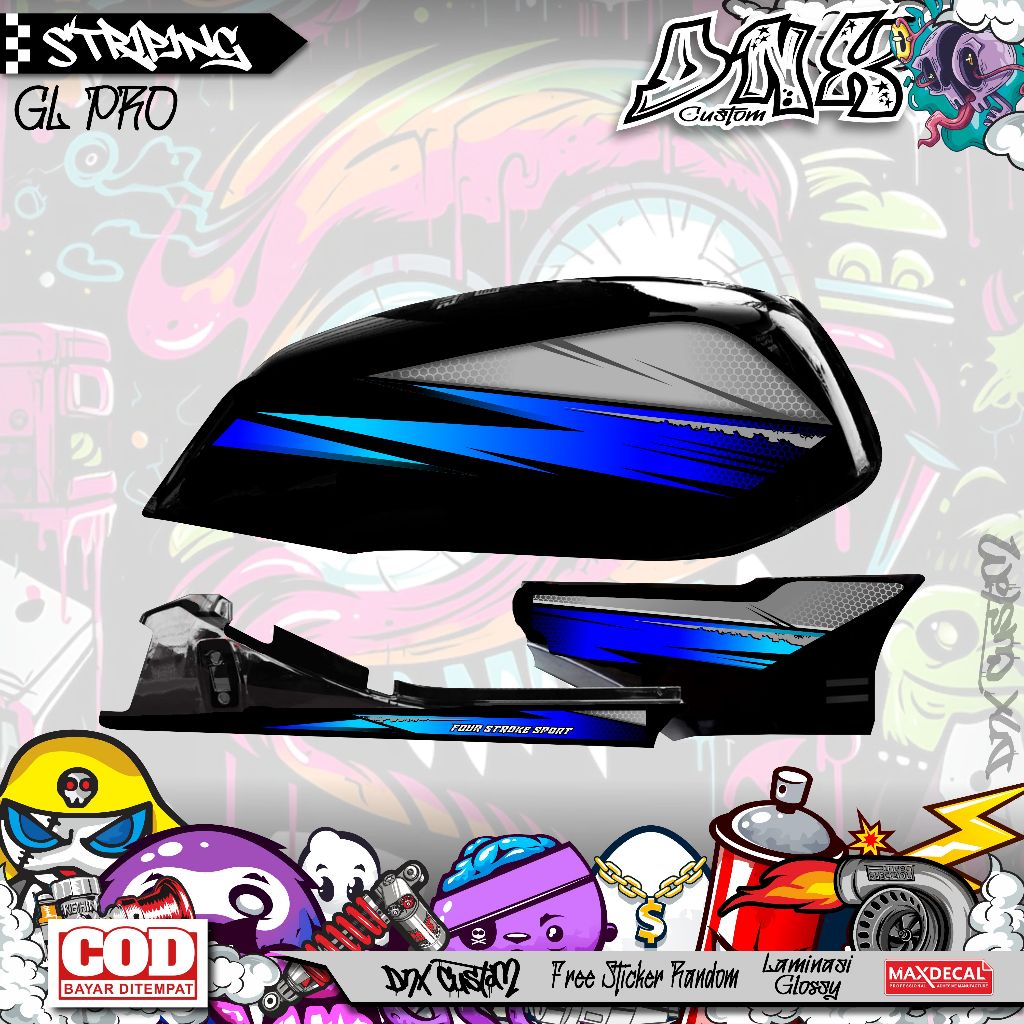 STRIPING STIKER LIS MOTOR HONDA GL MAX GL PRO NEO TECH KD24