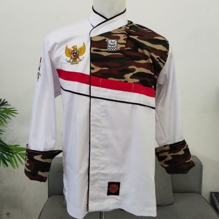 INDOCHEF UNIFORM Army New edition 2026 Baju Chef Baju Koki Lengan Panjang  INDOCHEF UNIFORM (IC. 007